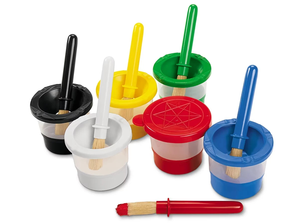 Mini No-Spill Paint Cups & Brushes - Set of 6 - US 9245
