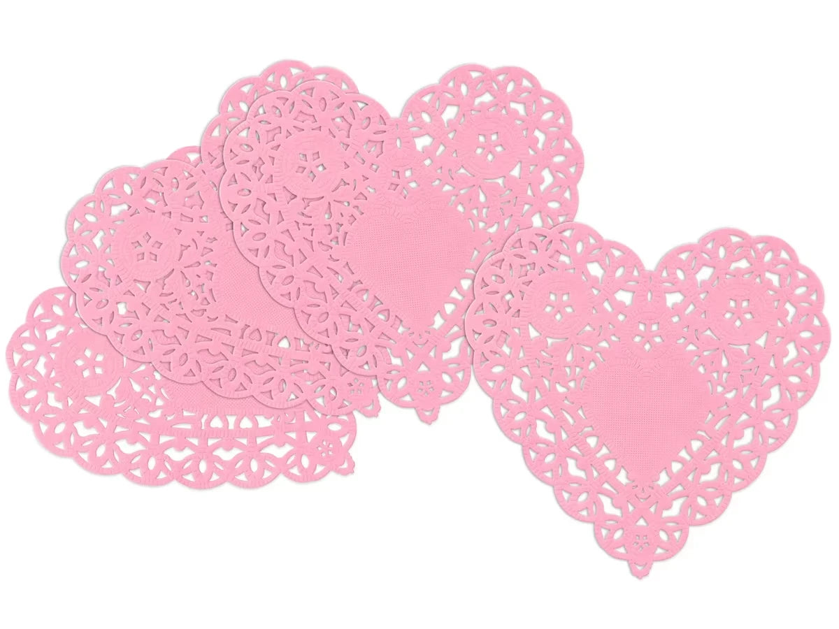 Small Pink Paper Heart Doilies - Set of 100 - US 2949