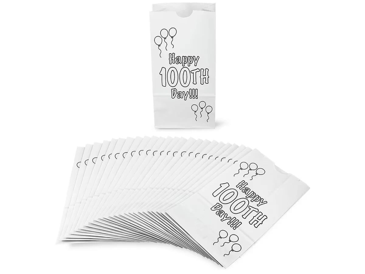 Design-Your-Own Happy 100th Day! Bags - Set of 25 - US 9386