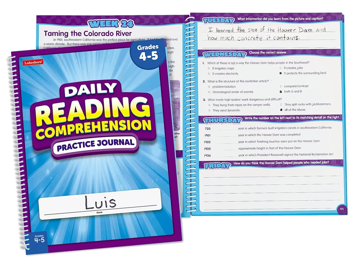 Reading Comprehension Daily Practice Journal - Gr. 4-5 - US 2868