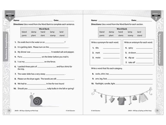 180 Days of Spelling Workbook - Gr. 2 - US 7501