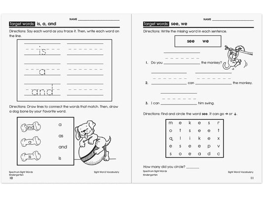 Spectrum® Sight-Words Workbook - Kindergarten - US 4671