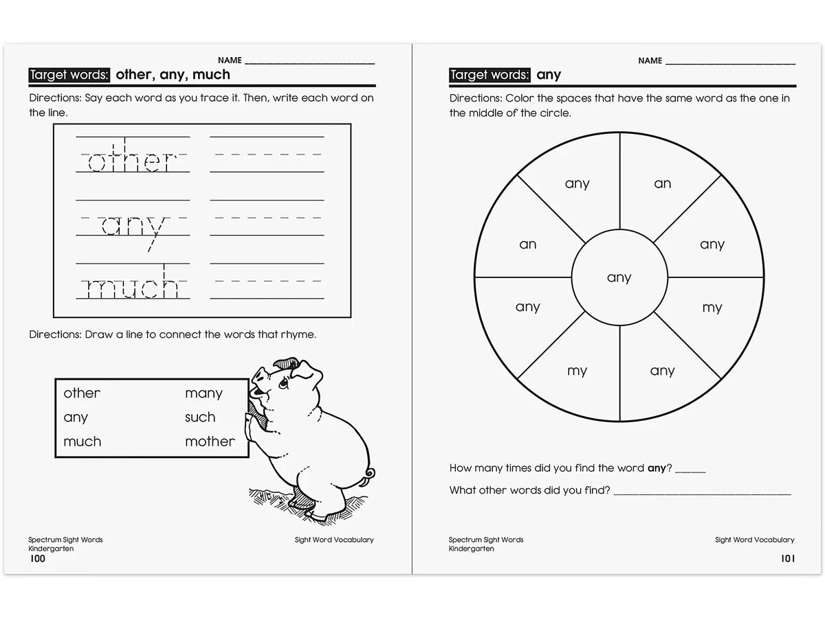 Spectrum® Sight-Words Workbook - Kindergarten - US 4671