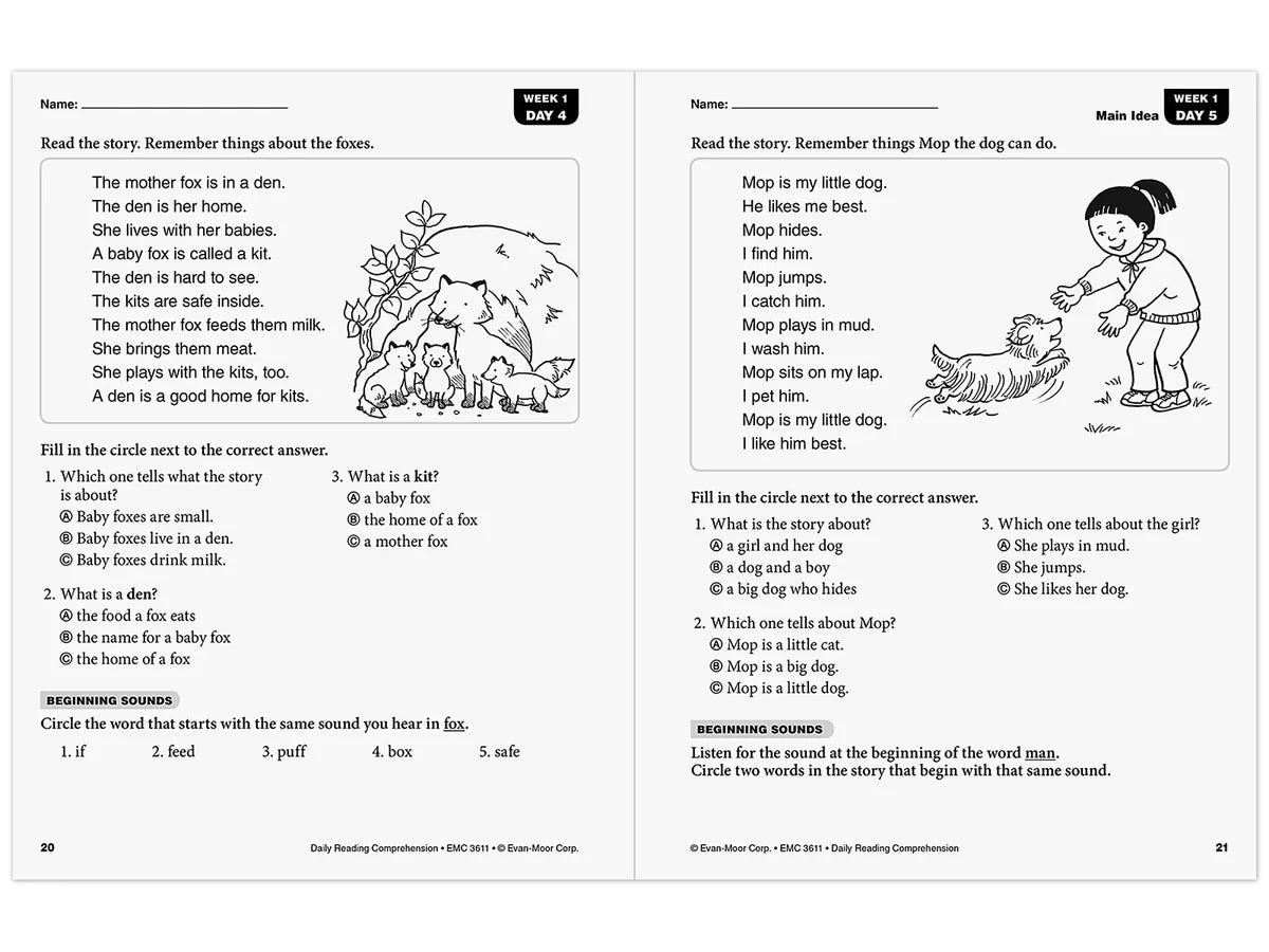 Daily Reading Comprehension Activities Workbook - Gr. 1 - US 7717