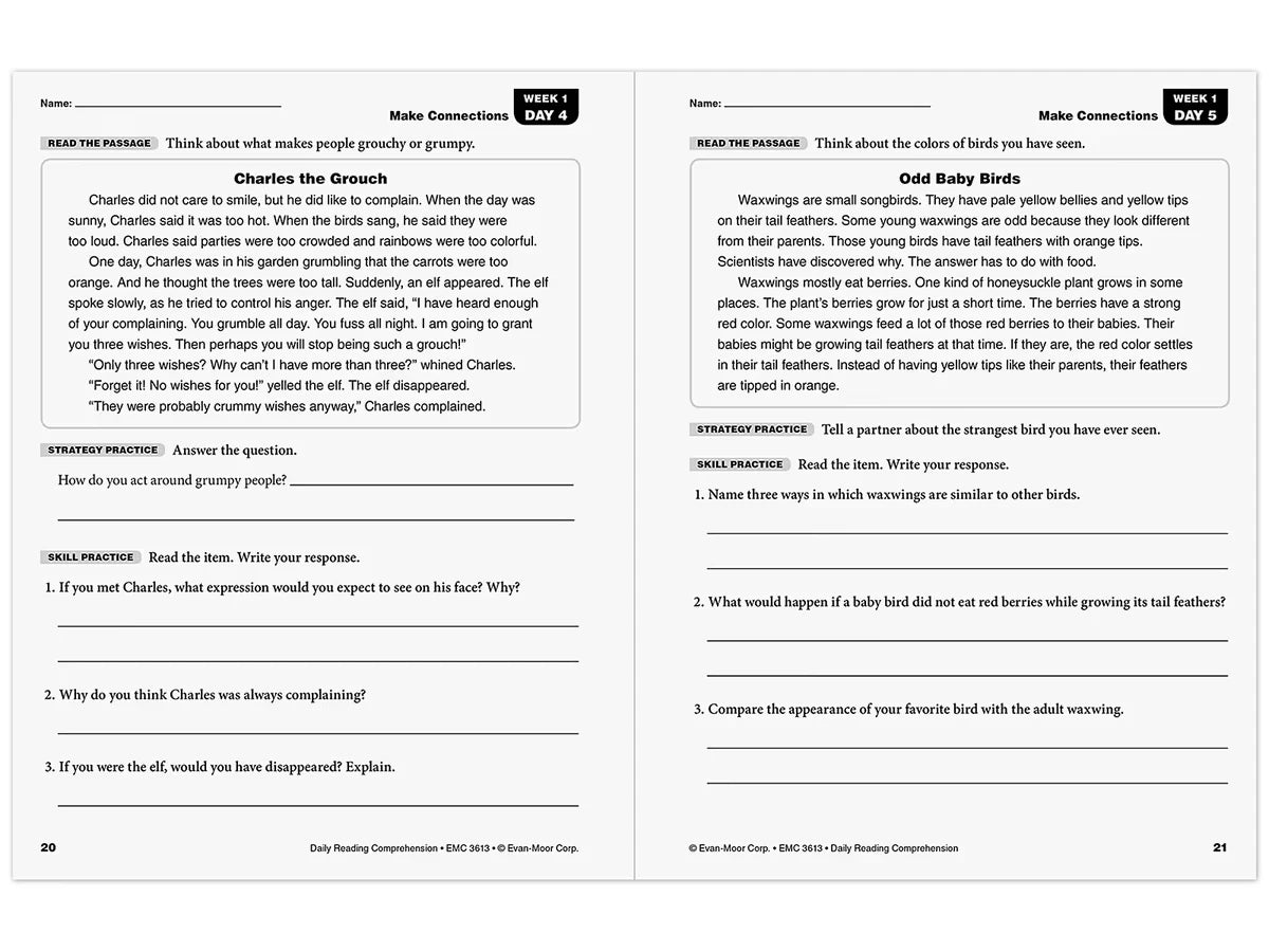 Daily Reading Comprehension Activities Workbook - Gr. 3 - US 4969