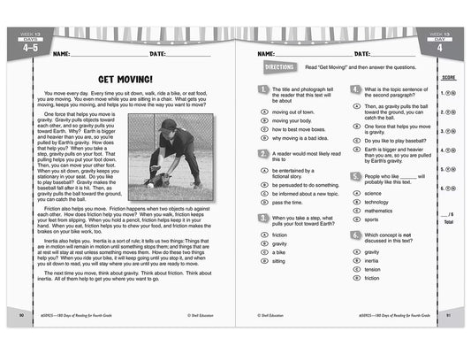 180 Days of Reading Workbook - Gr. 4 - US 7932