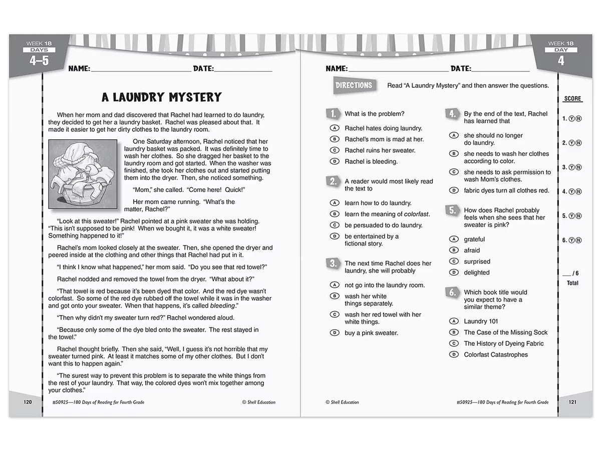 180 Days of Reading Workbook - Gr. 4 - US 7932