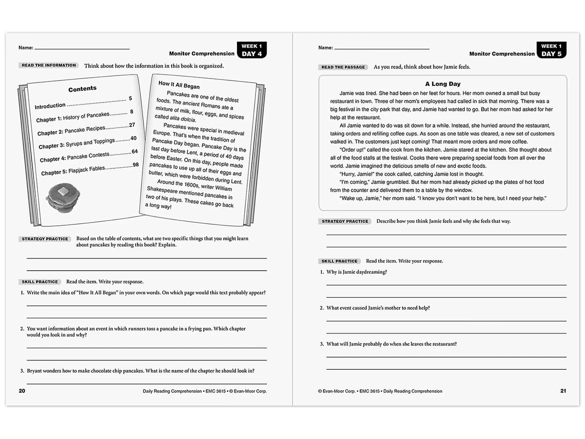 Daily Reading Comprehension Activities Workbook - Gr. 5 - US 4379