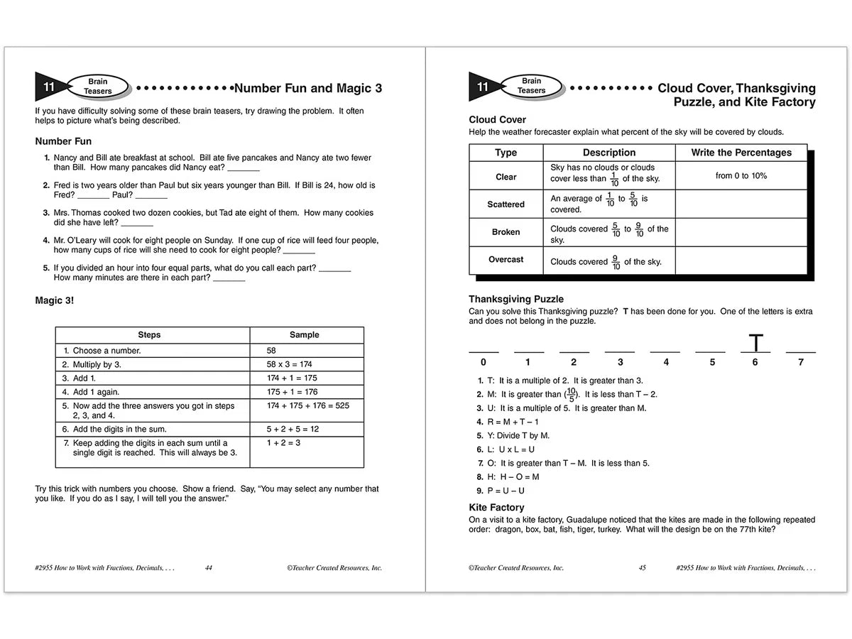 How to Work with Fractions, Decimals & Percents Workbook - US 3246