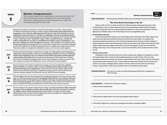 Daily Reading Comprehension Activities Workbook - Gr. 8 - US 4129