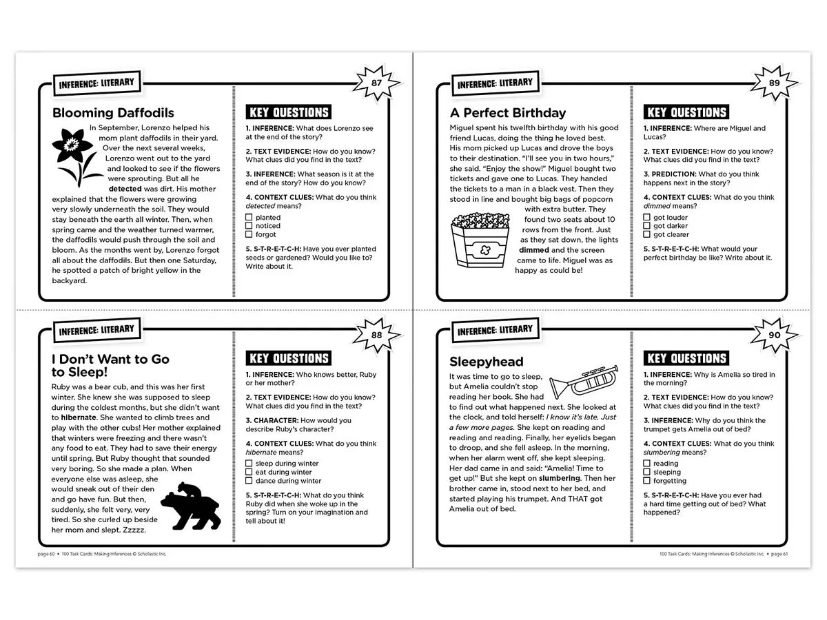 Making Inferences 100 Task Cards Workbook - US 3764