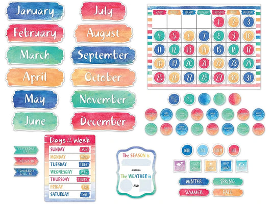 Watercolor Calendar Bulletin Board Set - US 9710