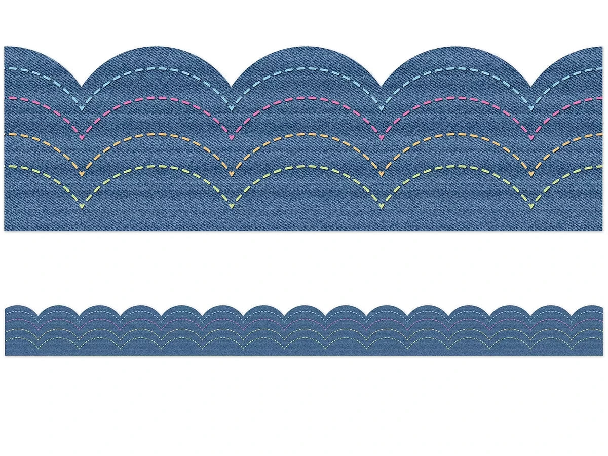 Crafty and Cool Denim Scalloped Waves Border - US 7013