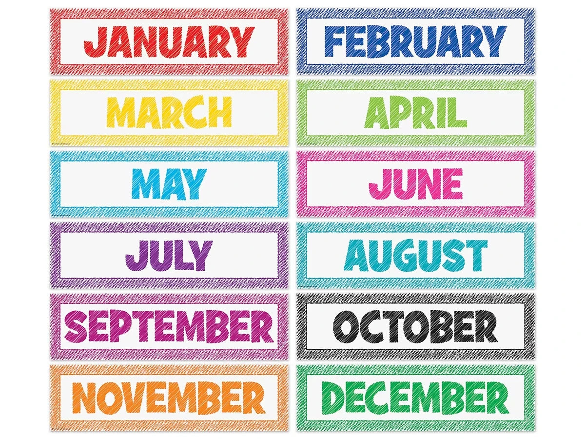Scribble Months of the Year Bulletin Board Set - US 4658