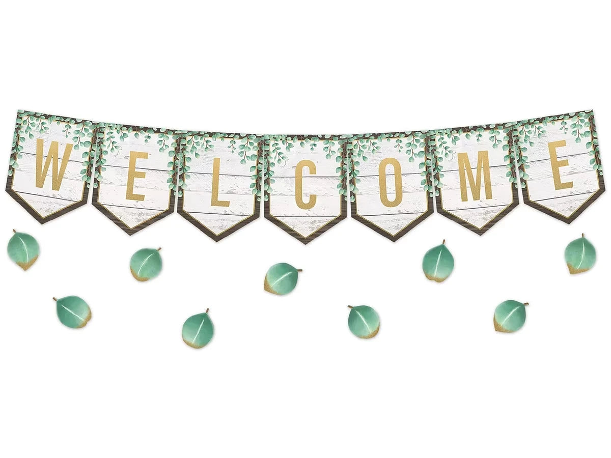 Eucalyptus Welcome Pennant Bulletin Board Set - US 3417