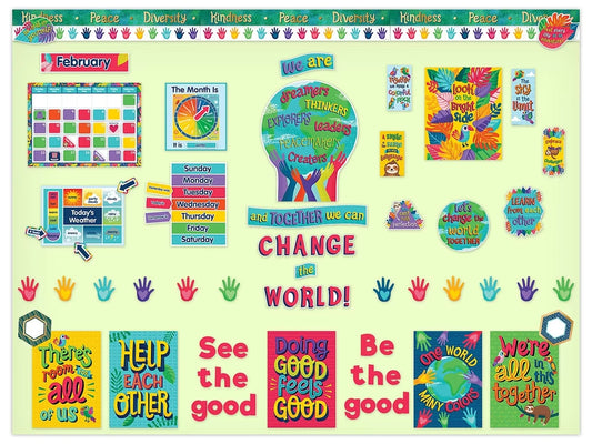 One World Colorful Hands Border - US 1293
