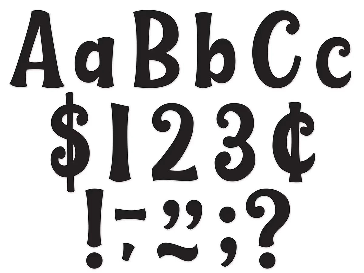 Whimsical Black 4" Punch-Out Letters - US 7917