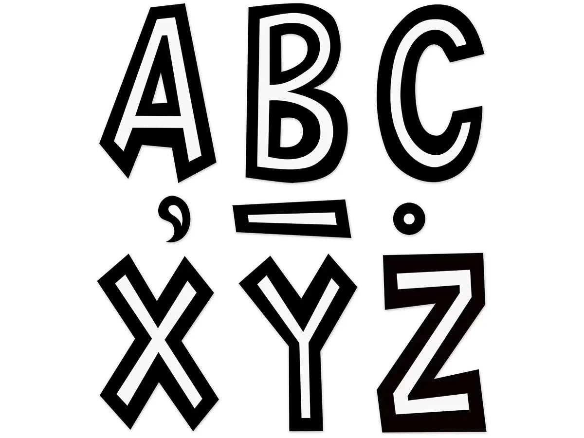 Black & White Fun Font 7" Punch-Out Letters - US 1140