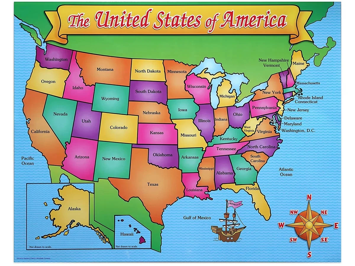 Friendly Write & Wipe U.S.A. Map Poster - US 7027