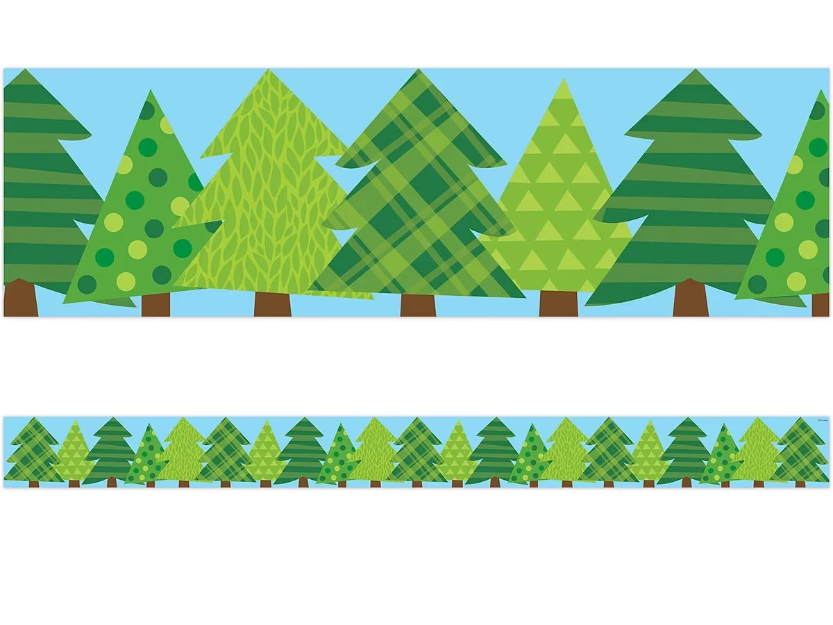 Woodland Friends Patterned Pine Tree Border - US 8026