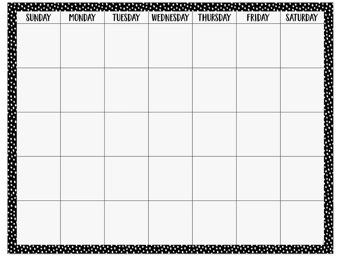 Black & White Messy Dot Classroom Calendar Poster - US 6395