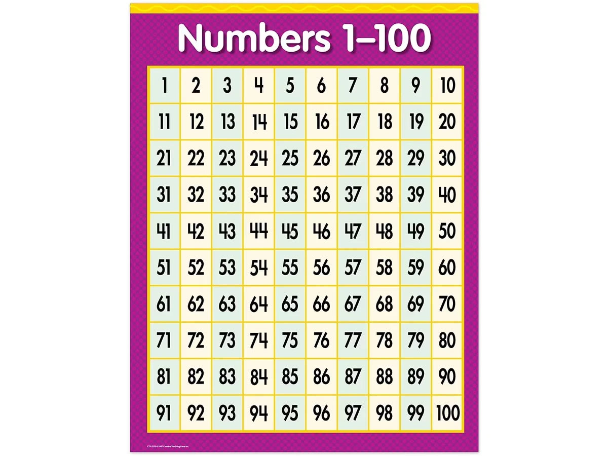 1-100 Number Chart - US 6593