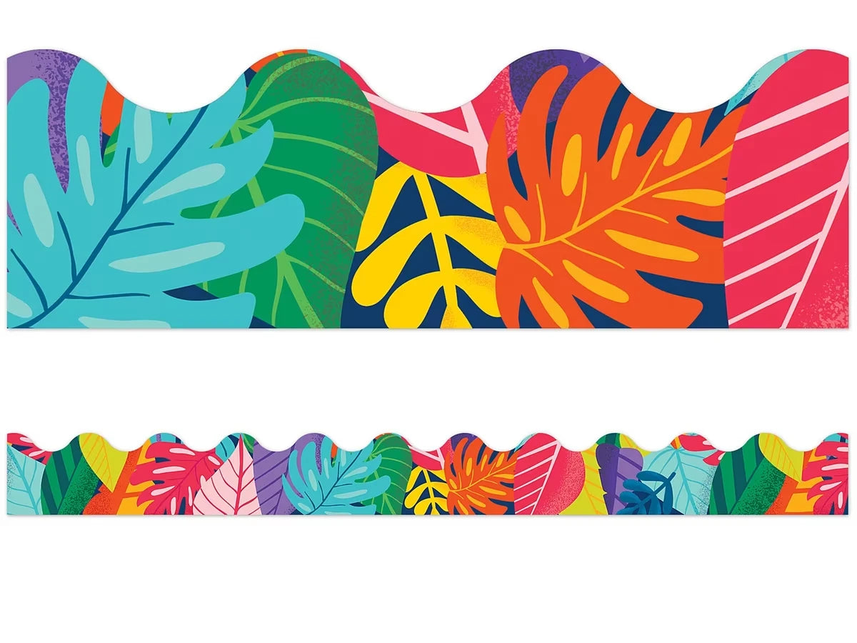 One World Colorful Leaf Scalloped Border - US 9630