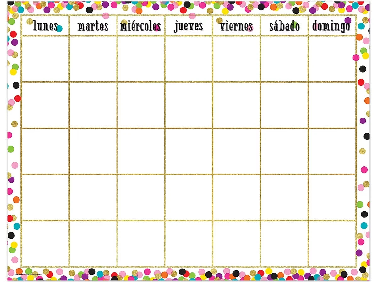 Confetti Spanish Classroom Calendar - US 5365