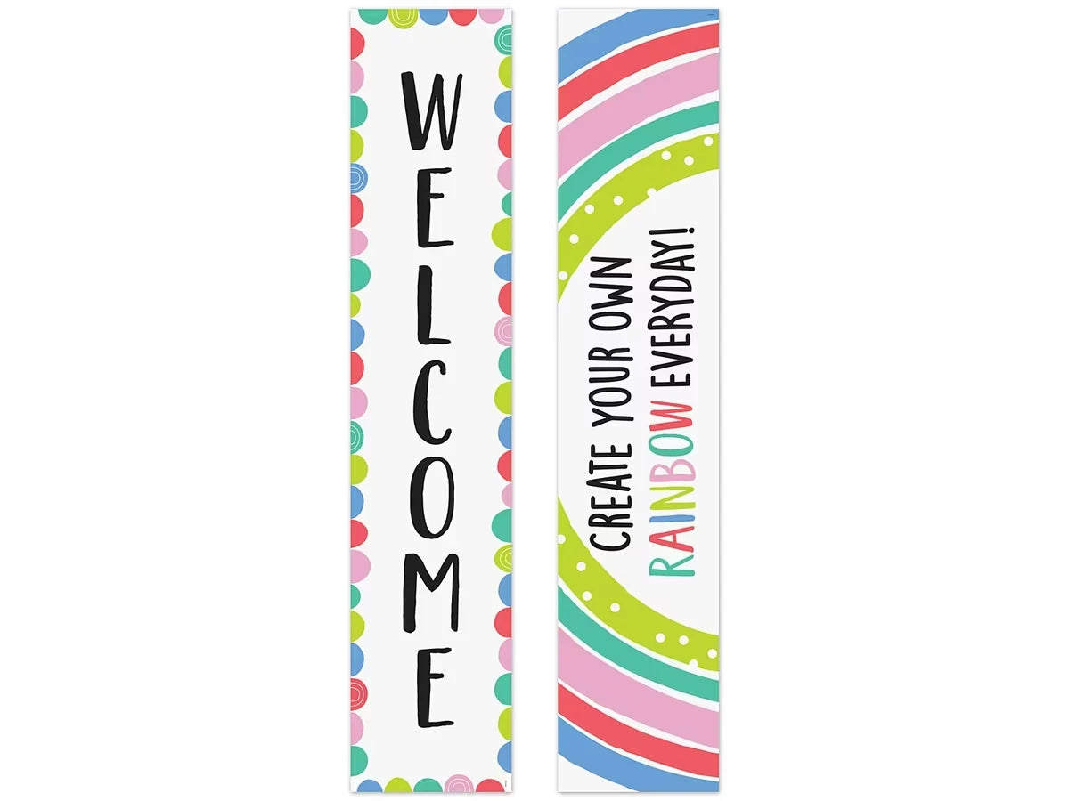 Rainbow Doodles Welcome Double-Sided Banner - US 8571