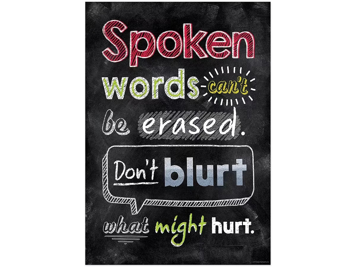 Chalk It Up! Spoken Words Can’t Be Erased Poster - US 9233