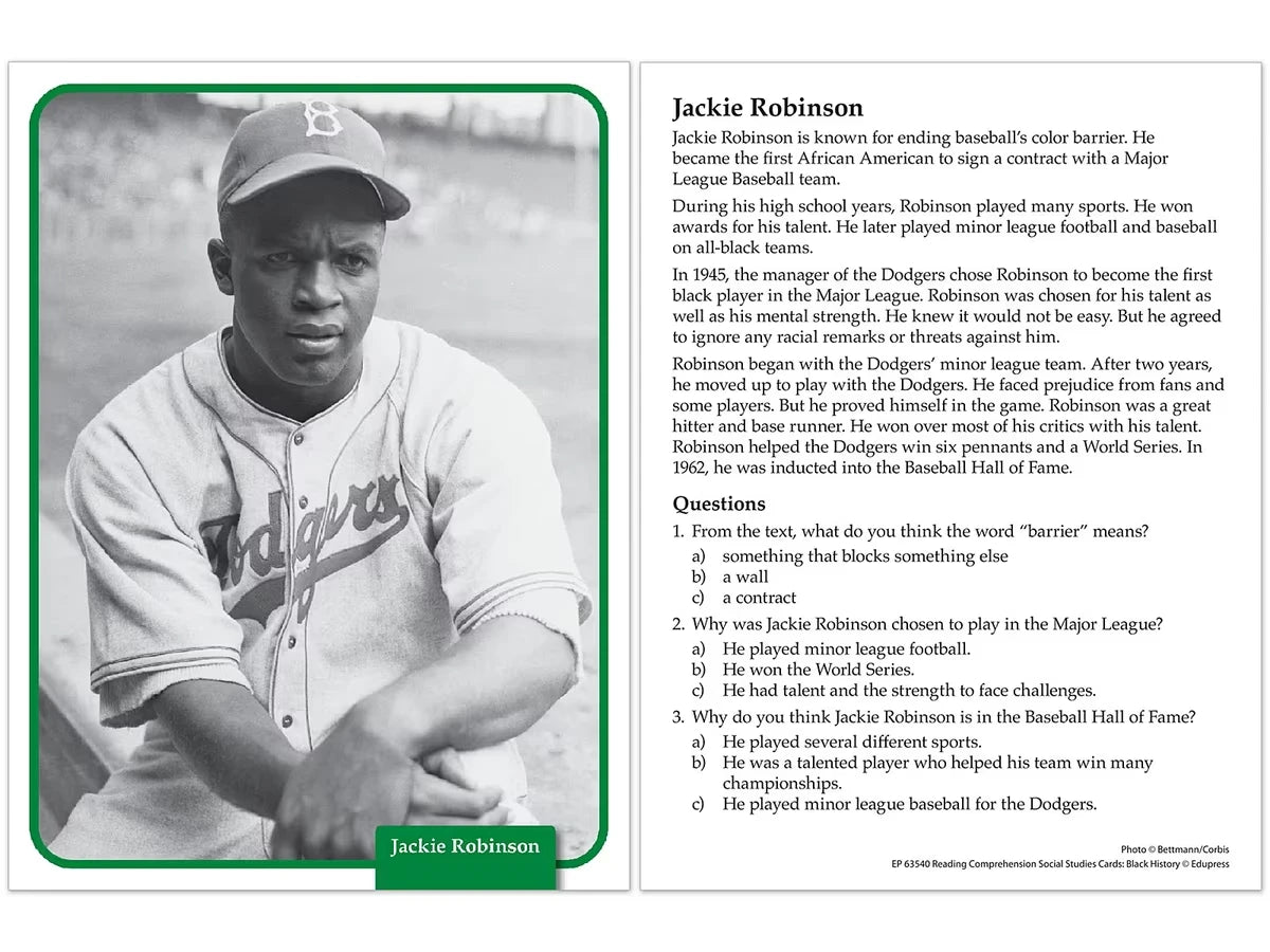 Black History Reading Comprehension Cards - US 5471