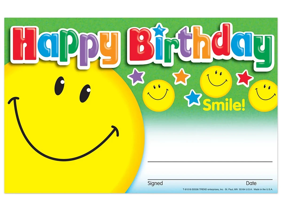 Smile! Birthday Certificates - US 5316