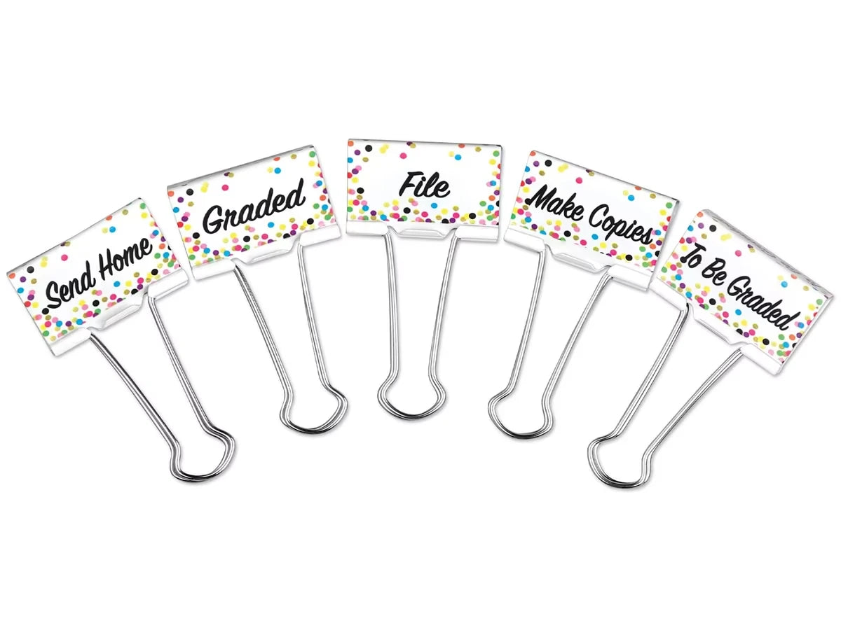 Confetti Classroom Management Large Binder Clips - US 6511