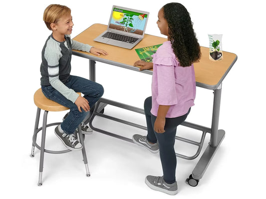 Flex-Space Mobile Standing Desk for Two - Maple - US 6913