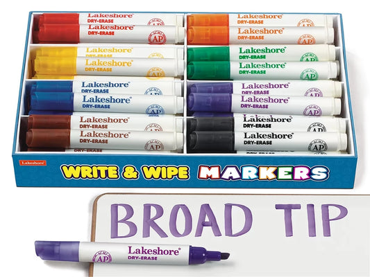 Write & Wipe Broad-Tip Markers - Class Pack - US 2365