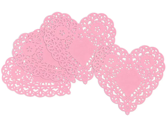 Small Pink Paper Heart Doilies - Set of 100 - US 2949