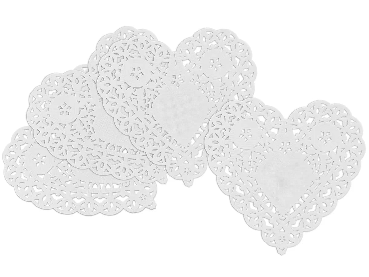 White Paper Heart Doilies - Set of 100 - US 2552
