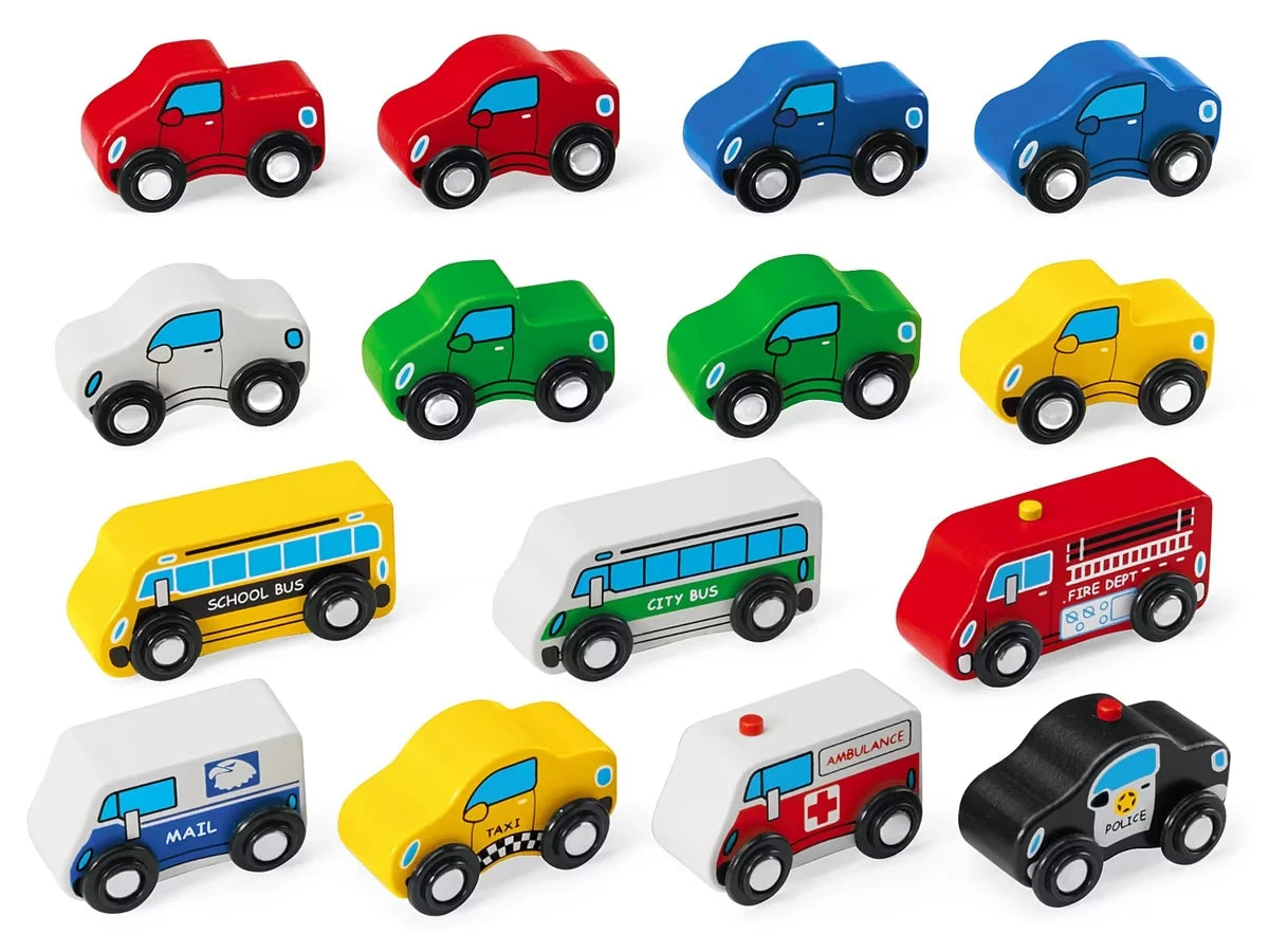 Mini Hardwood Vehicles - Set of 15 - US 2060