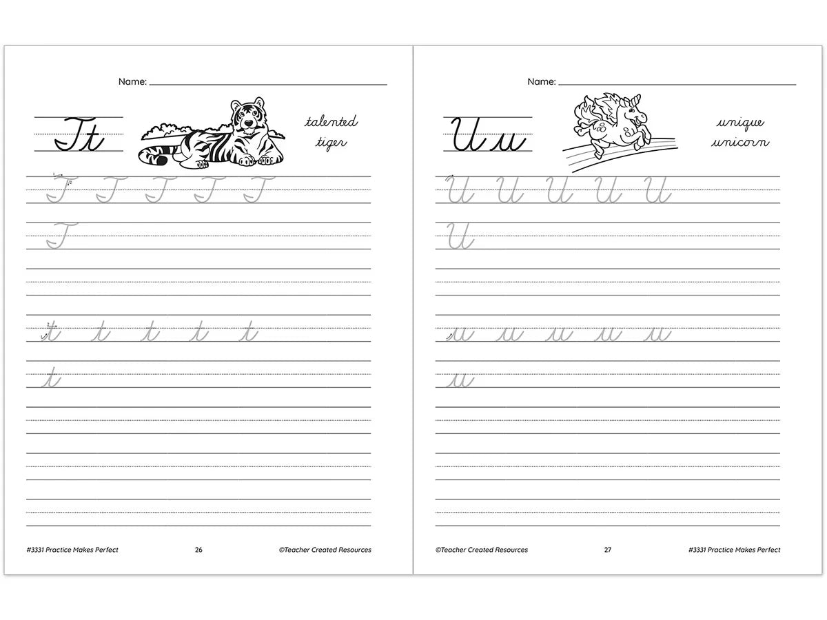 Cursive Writing Practice Workbook - US 1962