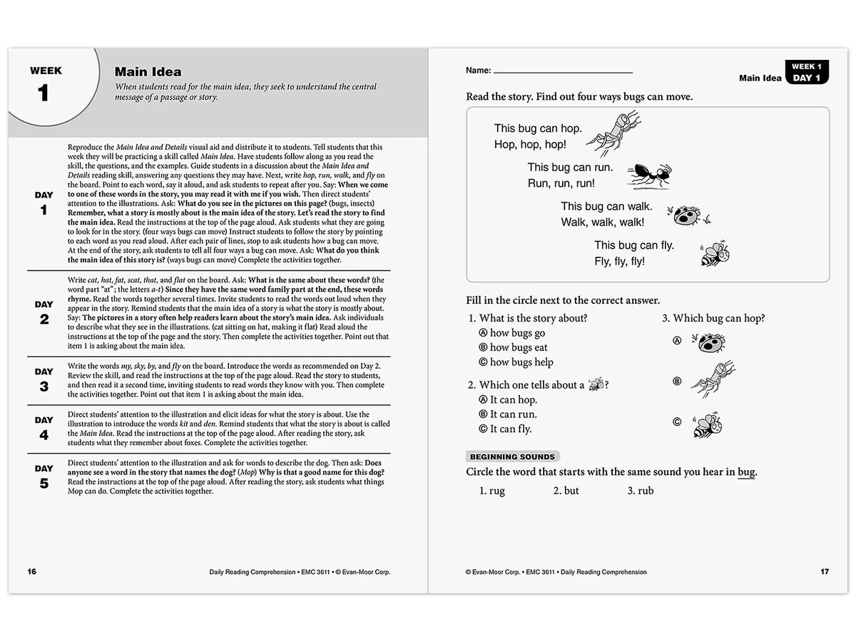 Daily Reading Comprehension Activities Workbook - Gr. 1 - US 7717