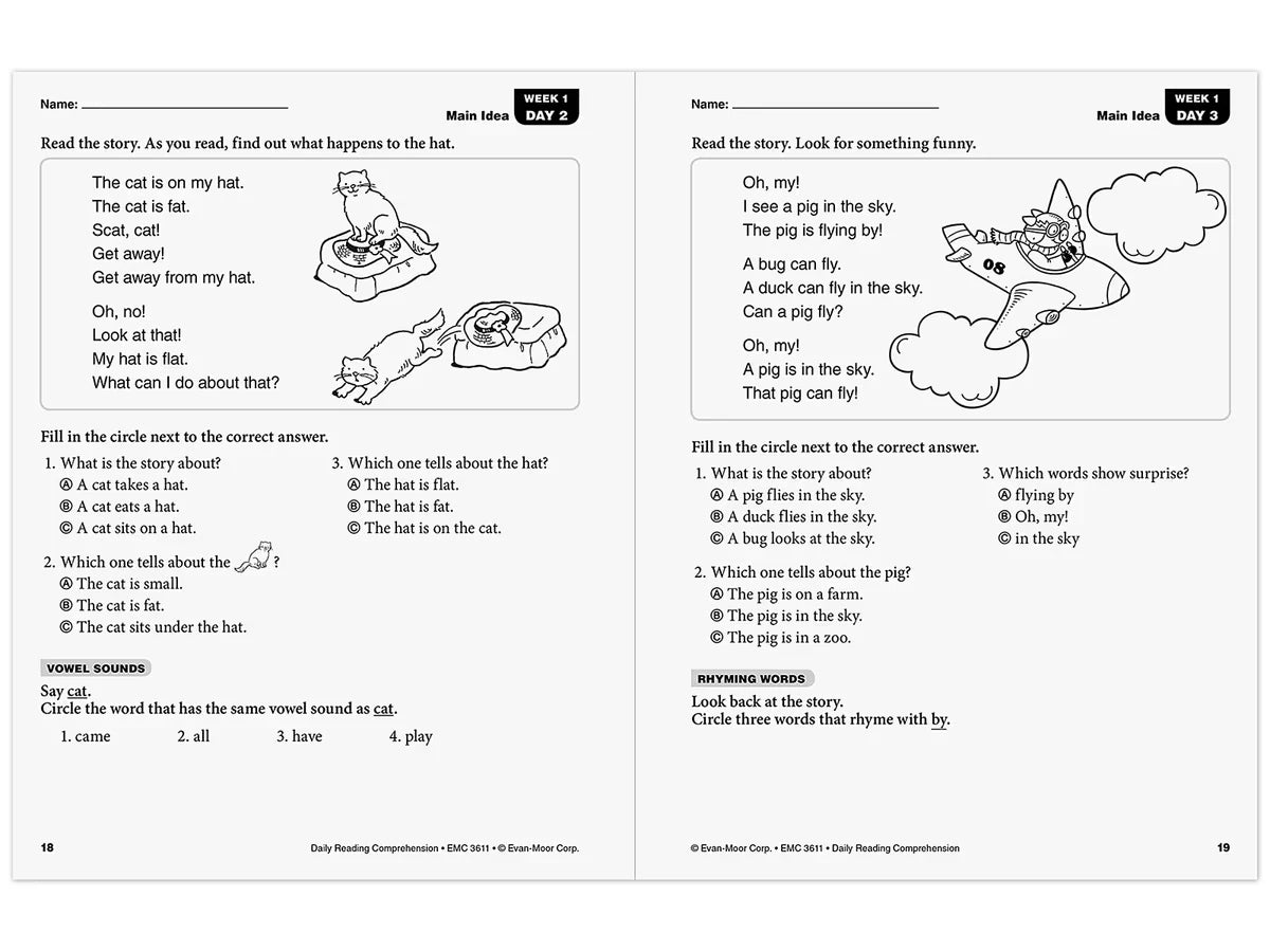 Daily Reading Comprehension Activities Workbook - Gr. 1 - US 7717