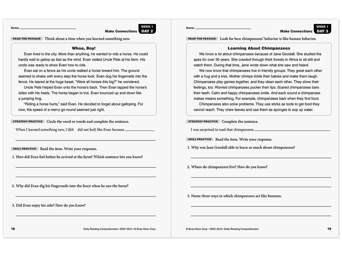 Daily Reading Comprehension Activities Workbook - Gr. 3 - US 4969