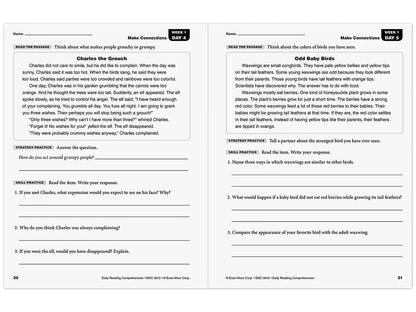Daily Reading Comprehension Activities Workbook - Gr. 3 - US 4969
