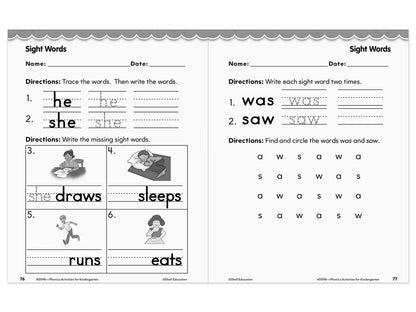 Phonics for Kindergarten Workbook - US 5863