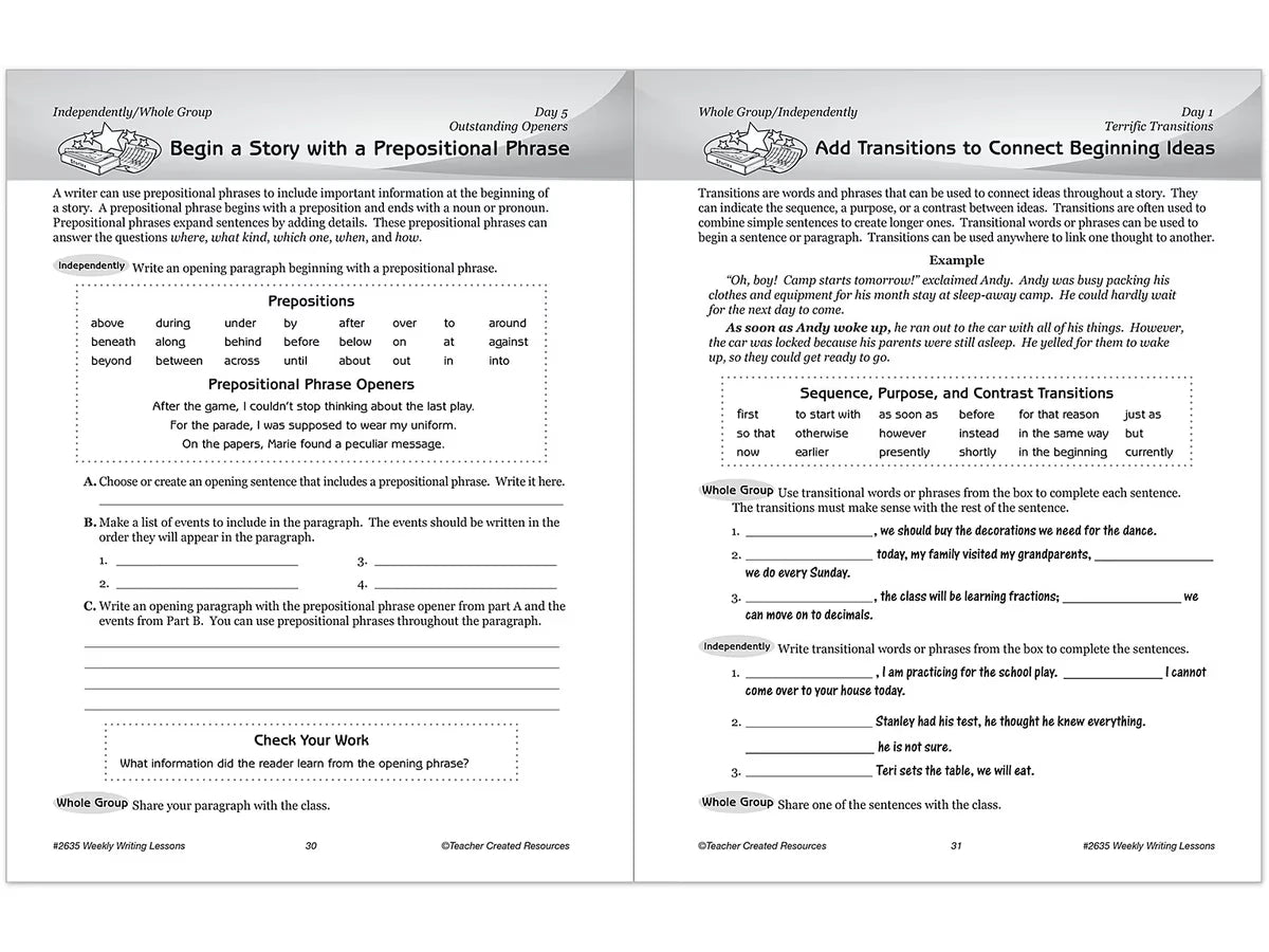 Weekly Writing Lessons Workbook - Gr. 5-6 - US 3146