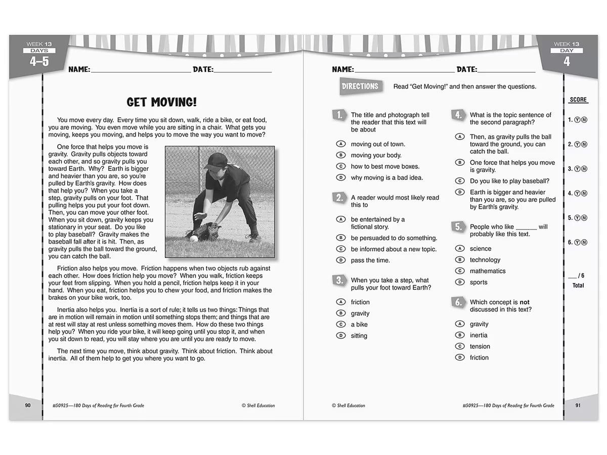 180 Days of Reading Workbook - Gr. 4 - US 7932