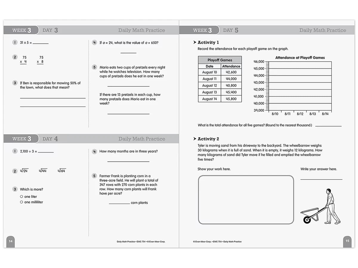 Daily Math Practice Workbook - Gr. 5 - US 3234