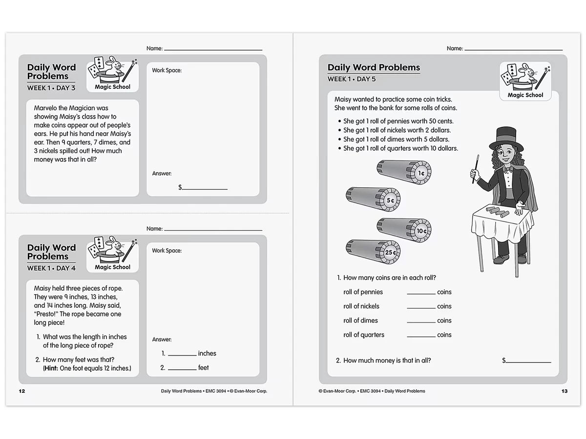Daily Word Problems Workbook - Gr. 4 - US 8906