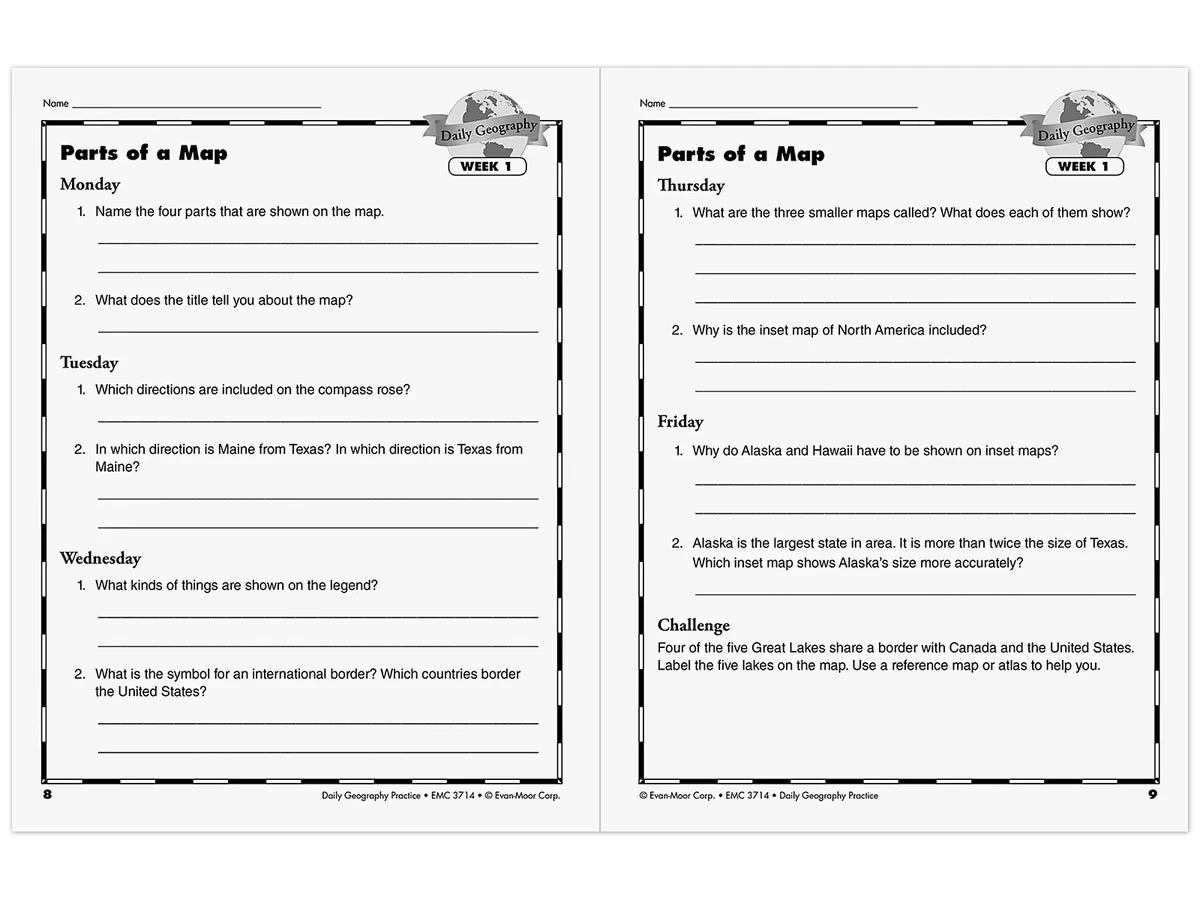 Daily Geography Practice Workbook - Gr. 5 - US 3853