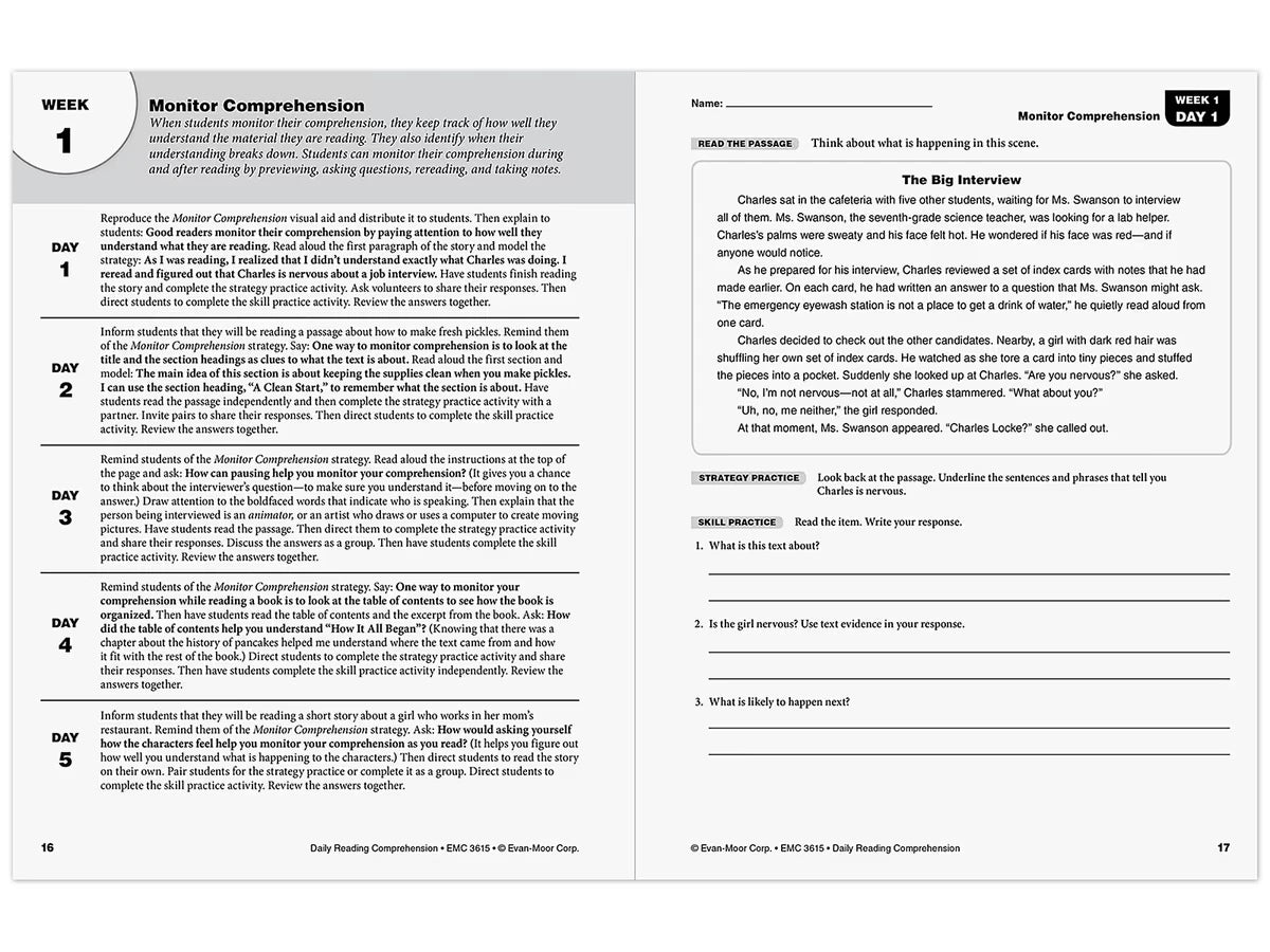 Daily Reading Comprehension Activities Workbook - Gr. 5 - US 4379